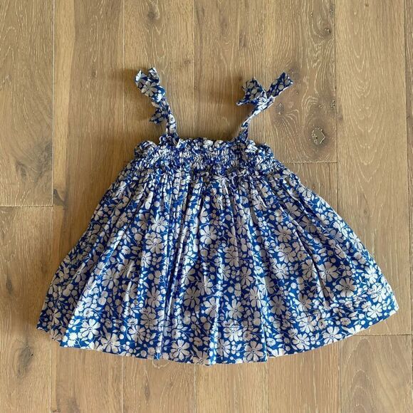 Baby Gap Sundress Royal Blue White Floral Summer Dress Size 0-3 M - Picture 2 of 8